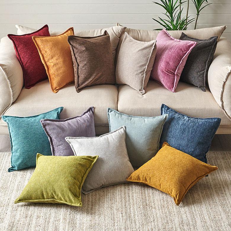 クッションカバー 45×45cm 無地 ベロア調 北欧 ピロー クッション
