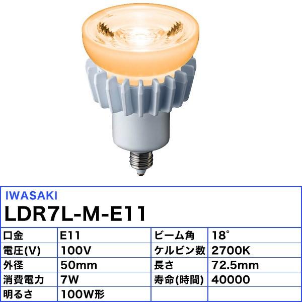 LEDioc 岩崎 LDR7L-M-E11 LED電球 E11 7W 電球色 中角 ハロゲン形