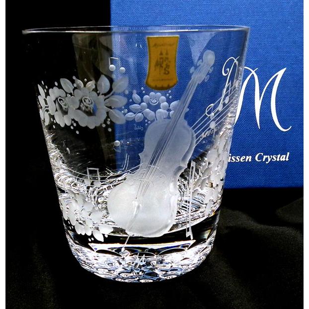 マイセンクリスタル（ドイツ）【チェロ 手彫りロックグラス/箱入