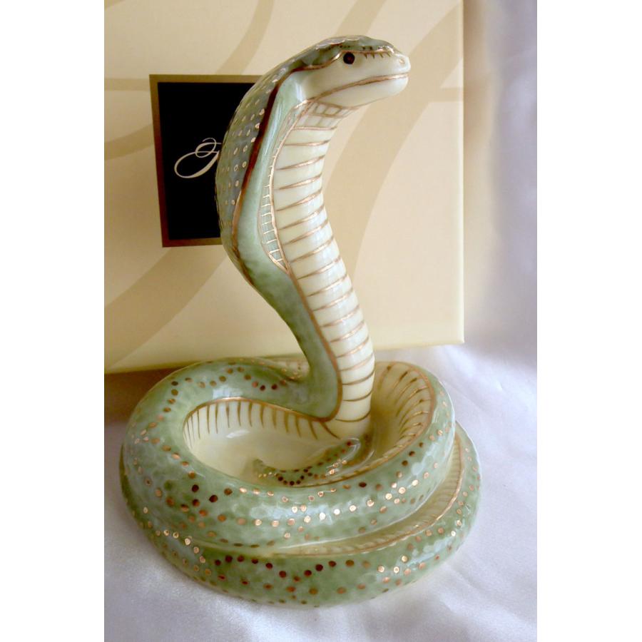 ヘレンド（HEREND） 人形 ヘビ CO-V1 05388-0-00 グリーン 高さ約