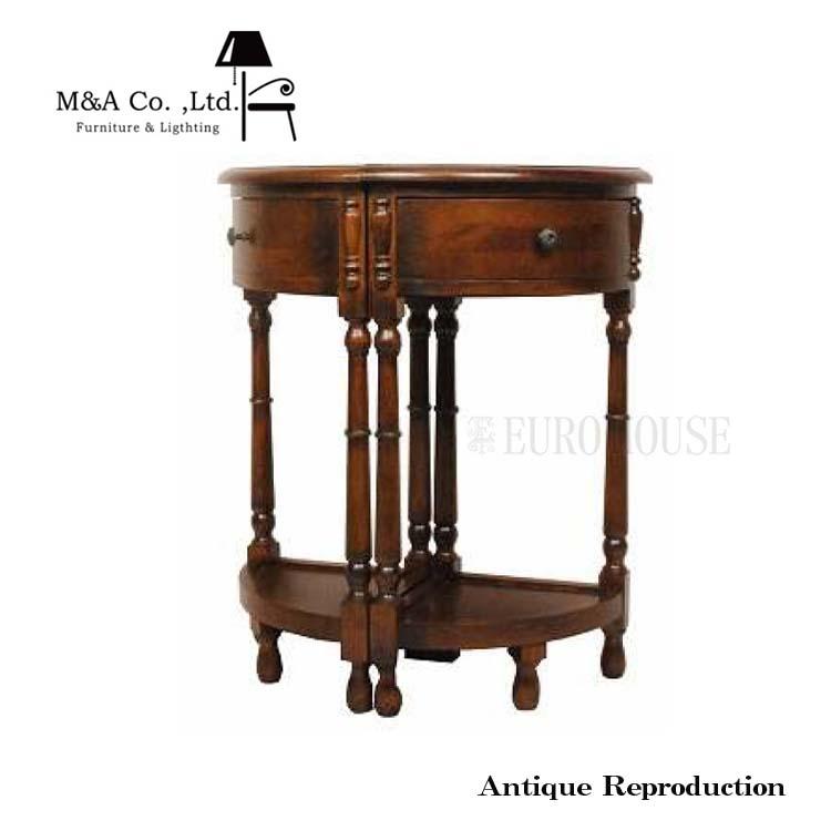 英国アンティーク木製ワインテーブル/サイドテーブル/丸机/飾り棚(89