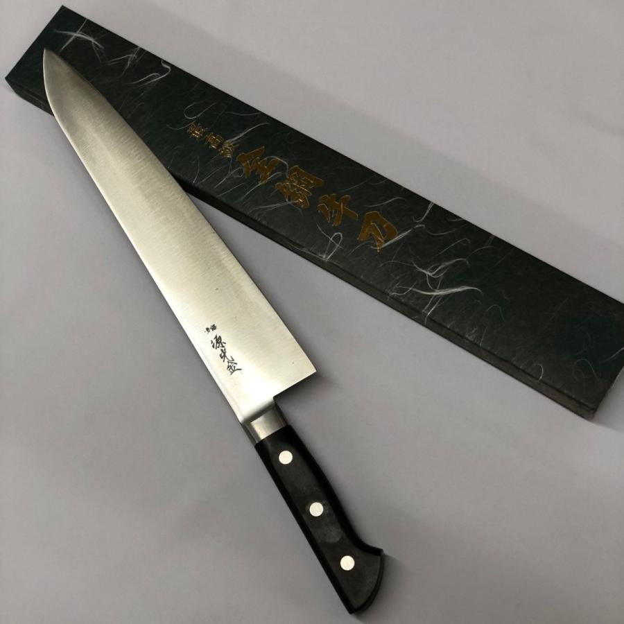 源 光金作 日本鋼 ハガネ 全鋼 牛刀 業務用包丁 300mm 30cm 錆びます