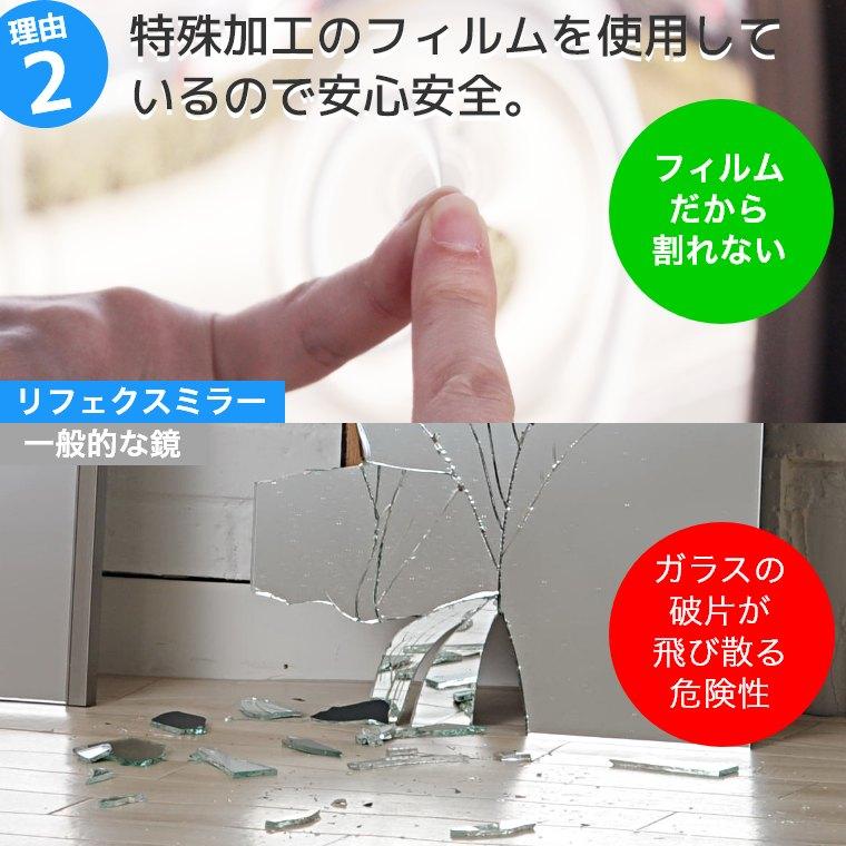 鏡 壁掛け 全身 割れない鏡 ミラー ワイド姿見 100×150cm リフェクス