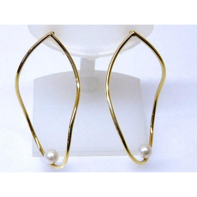 美品 バーニーズニューヨーク サフラン ピアス □ K18 YG イエロー