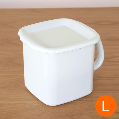 White Series ＼2/25はポイント10倍／ 野田琺瑯 持ち手付ストッカー 角