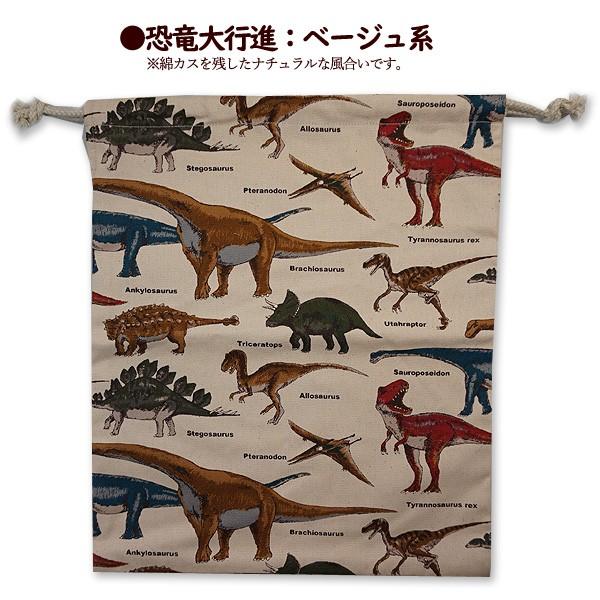 巾着 /大/ 体操着入れ 1点 恐竜大行進 恐竜柄 男の子 着替え袋 巾着袋