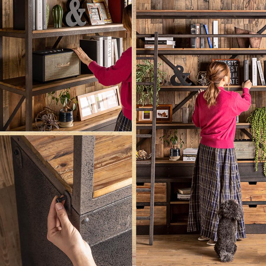 オープンラック 木製 無垢 おしゃれ ヴィンテージ シェルフ アイアン