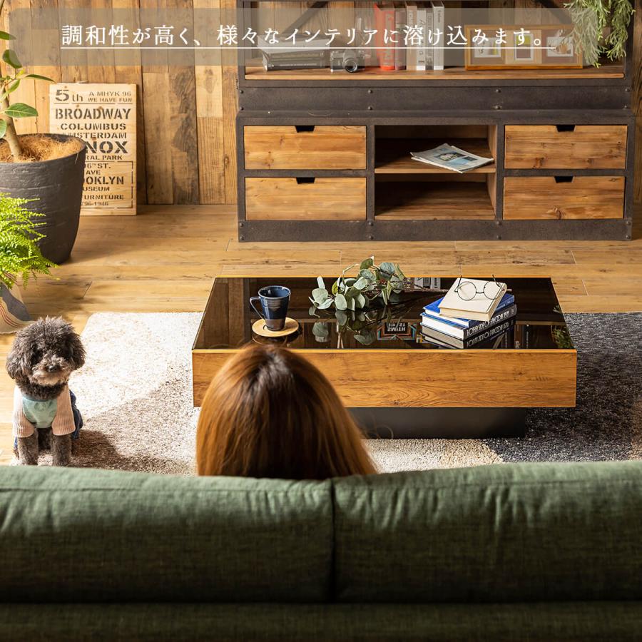幅105cm ガラステーブル 強化ガラス センターテーブル リビング