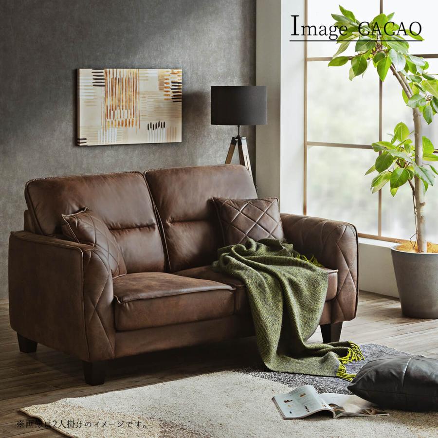 ソファー ファブリックレザー 三人掛け 3P ソファ ヴィンテージ調
