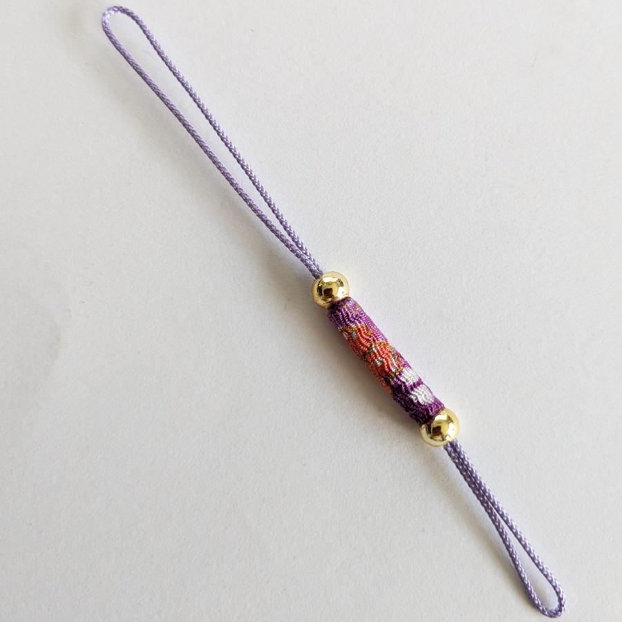 根付紐 ちりめん 「野の小花」(1本) 和風ストラップ部品 : てづくり