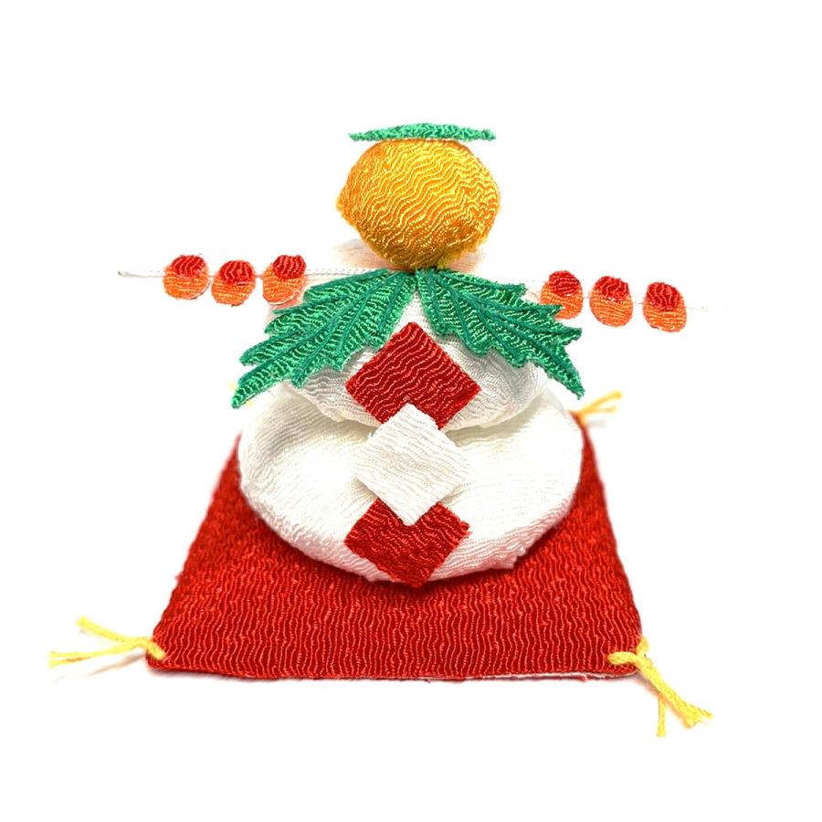 お正月飾り ちりめん細工 鏡餅（赤座布団付） 初春を祝う小さな