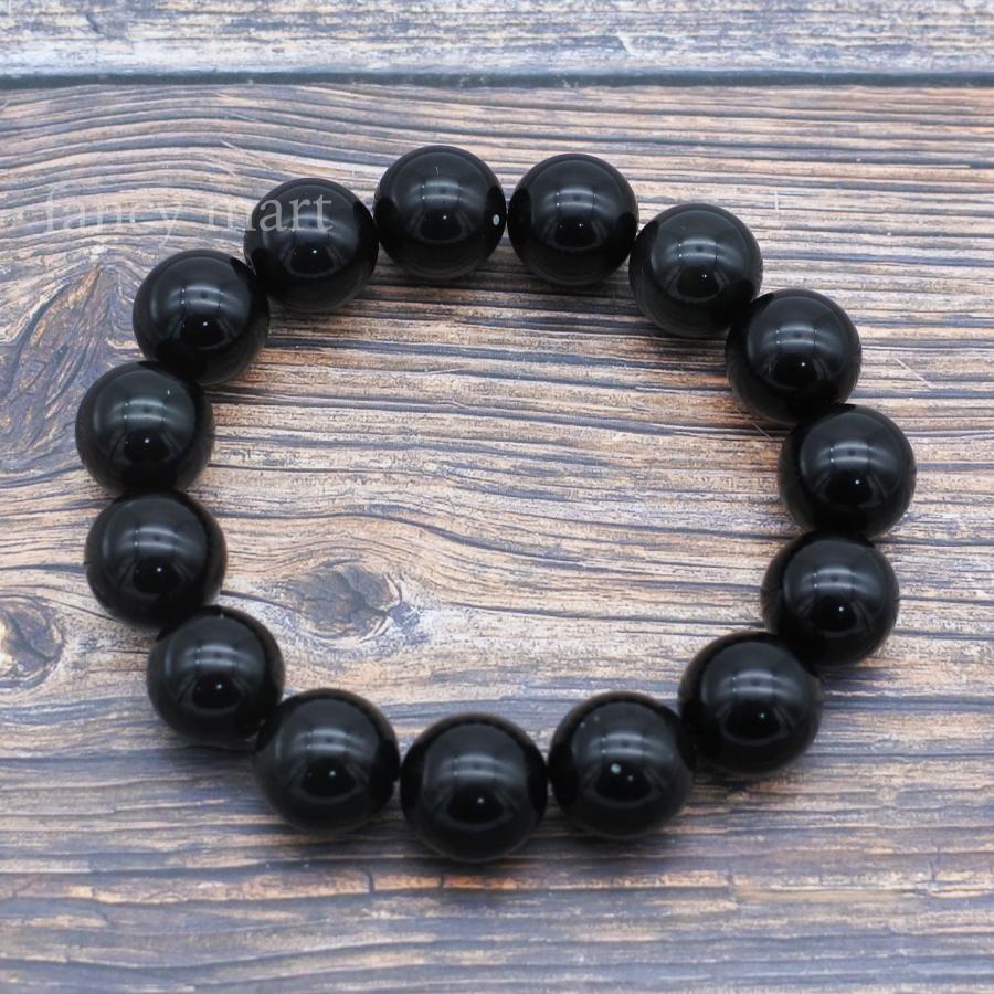 ブレスレット パワーストーン メンズ 男女兼用 14mm 天然石 黒曜石