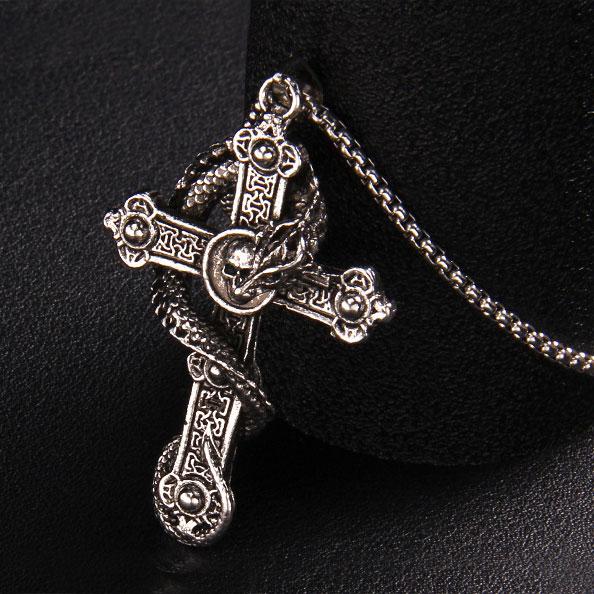 ネックレス ドラゴン 龍 十字架 クロス 十字 髑髏 レディース メンズ