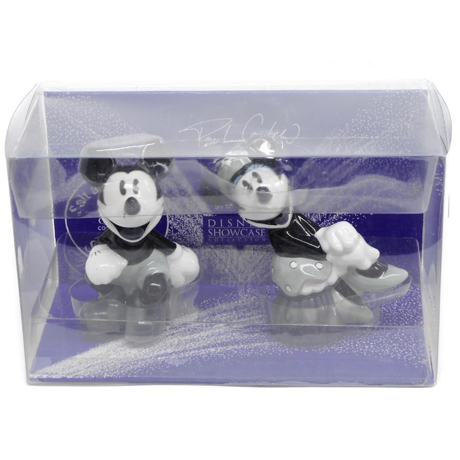 ミッキー&ミニー ソルト&ペッパー モノクロ ポーセリン フィギュア 2点