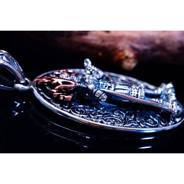 四天王最強の軍神 毘沙門天 仏教 槍 シルバー 925 ペンダント