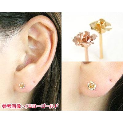 バラ 薔薇 ピアス プチ 4mm K10 10k 10金 ピンクゴールド