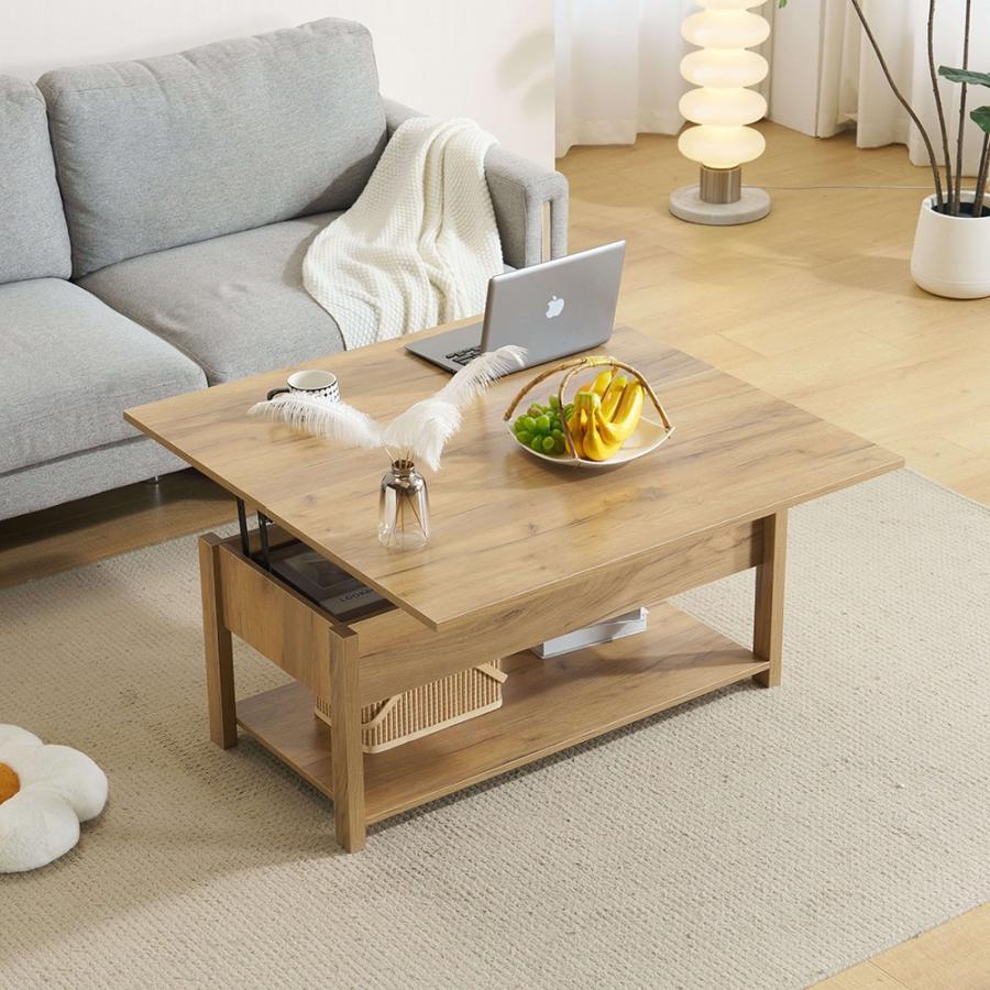 昇降式テーブル 収納付き 幅100 高さ調節 展開可能 リフトアップ