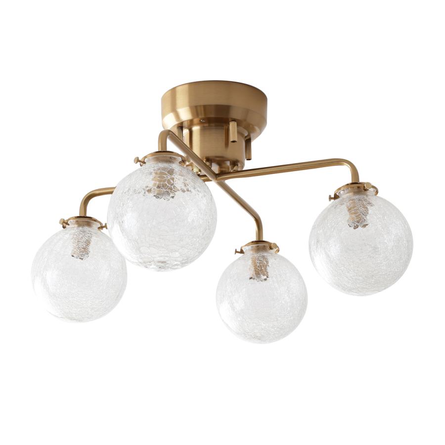 VENTOTA シーリングライト ゴールドフレーム ガラス 4灯 リモコン付き