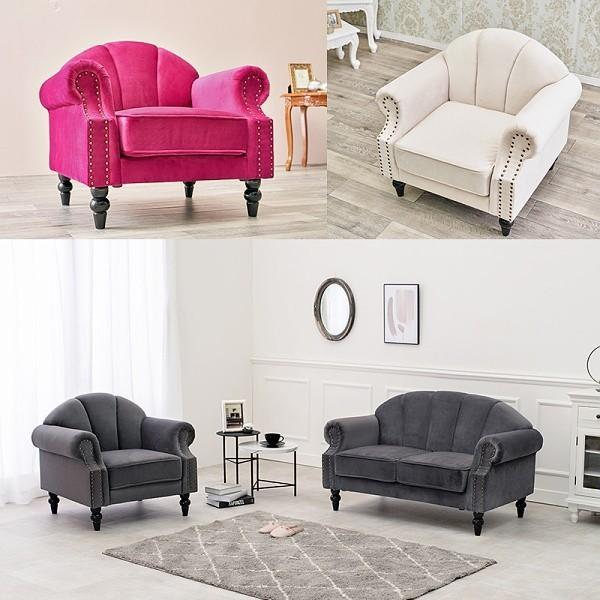 姫系 アンティーク調 デザインソファ 1人掛け 猫脚 ガーリー