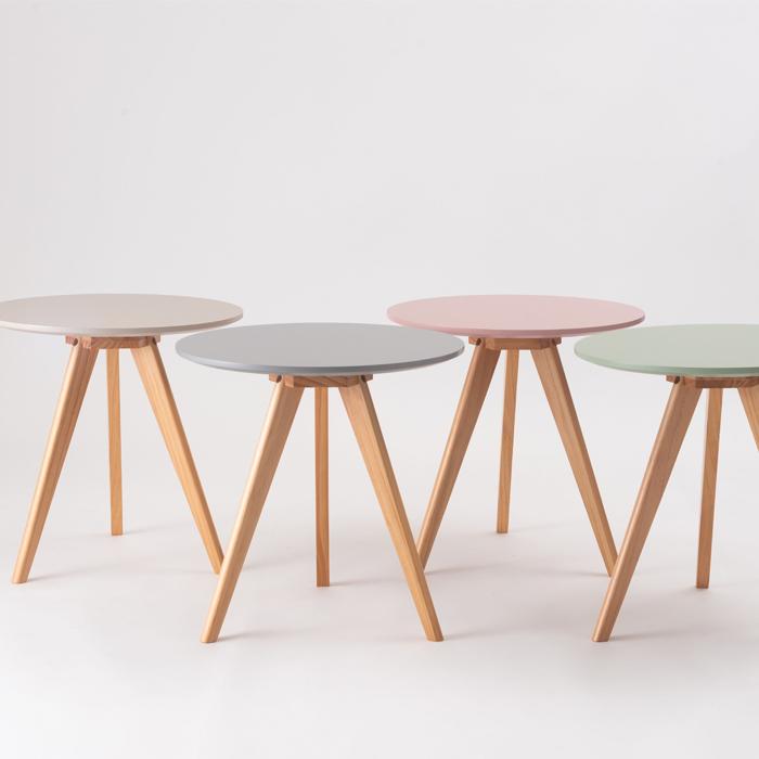 東谷 ラウンドサイドテーブル くすみカラー テーブル 机 家具 木