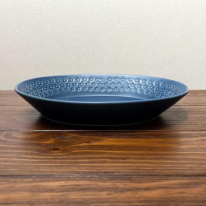 美濃焼 フルール 楕円鉢 深皿 26cm 印花型 カレー皿 パスタ皿 オーバル