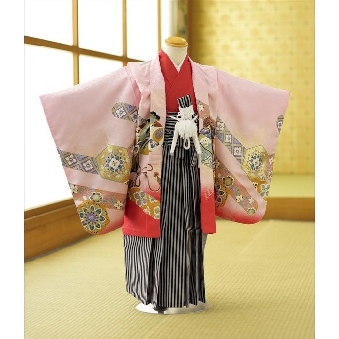 七五三 レンタル 5歳 男の子 ピンク赤ぼかしカブト ミニ5才《身長