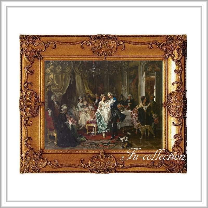 ロココ調ゴールドダブルフレーム 貴族額絵 ファブリック印刷 320S