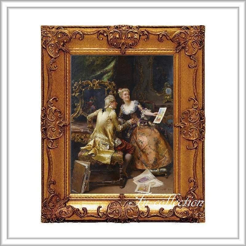 ロココ調ゴールドダブルフレーム 貴族額絵 ファブリック印刷 354S