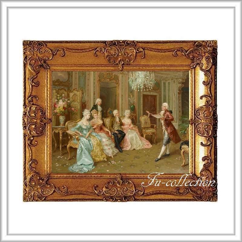 ロココ調ゴールドダブルフレーム 貴族額絵 ファブリック印刷 392S