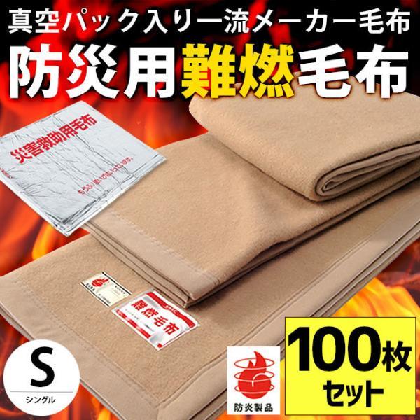 毛布 シングル 100枚 真空パック入り燃えにくい防災 難燃 防炎 掛け