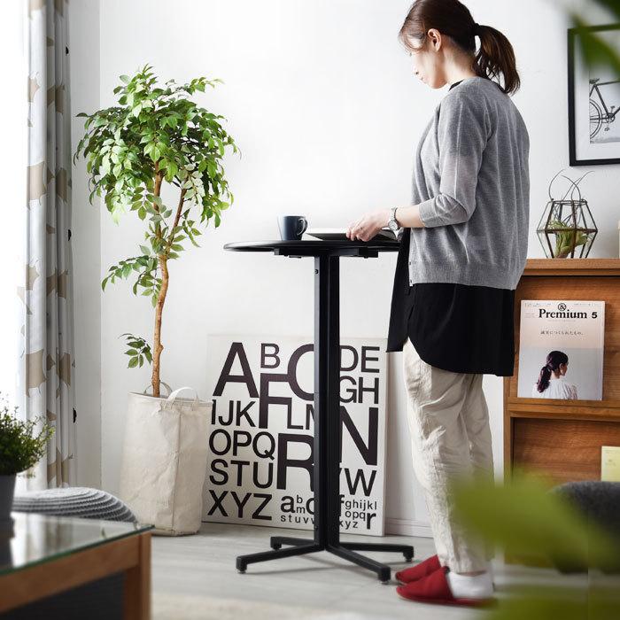 テーブル 円形 直径60cm 机 高さ93cm ハイテーブル 丸テーブル ワーク