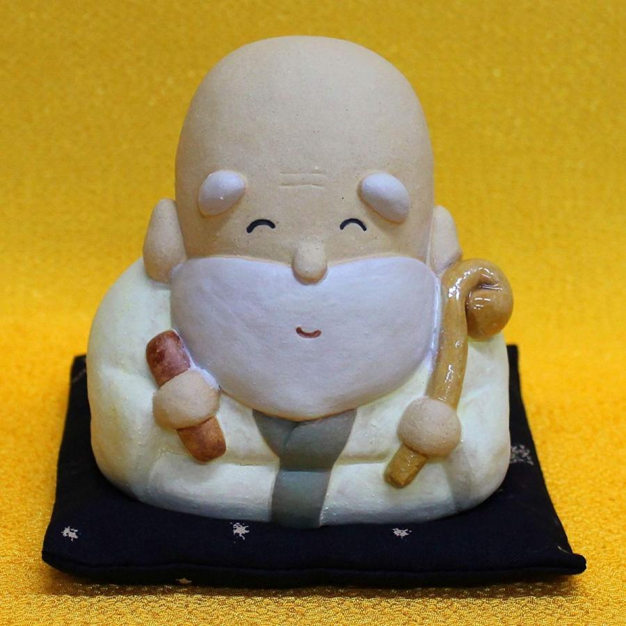 七福神 置物 日本製陶器 常滑焼【にこにこ福録寿(座布団付き)O-278