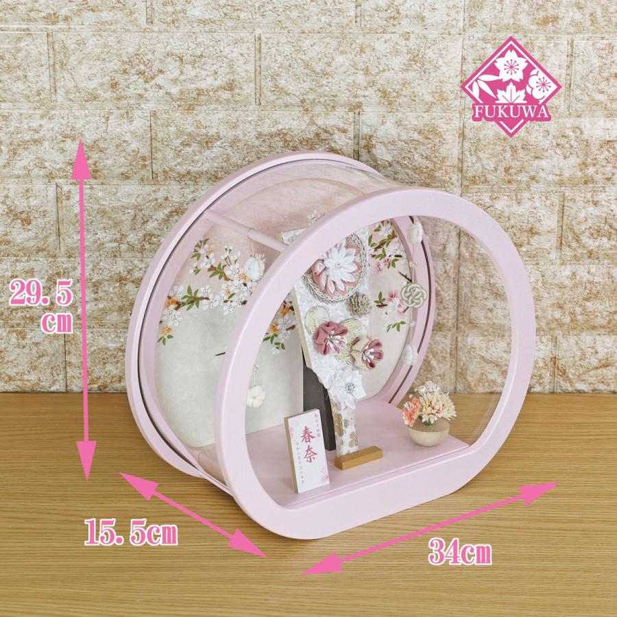 羽子板 初正月 (7号 つまみ細工 羽子板飾り 遥 丸型 アクリル ケース