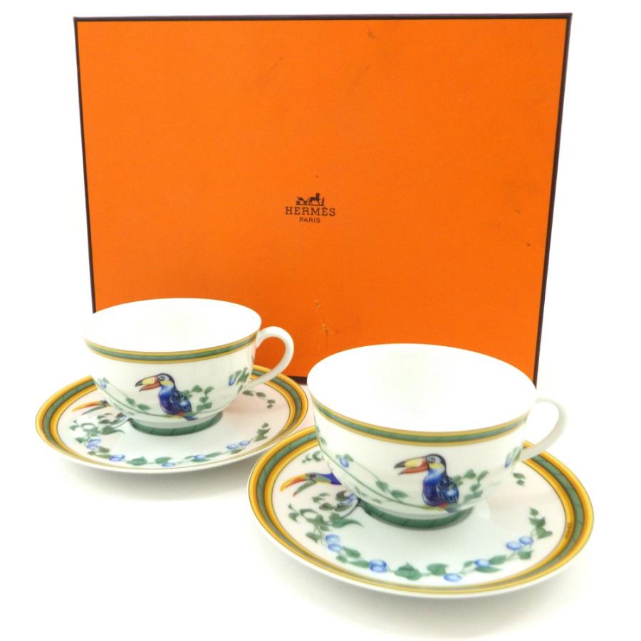 HERMES（エルメス） ティーカップ＆ソーサー トゥカン Toucans 鳥 ペア