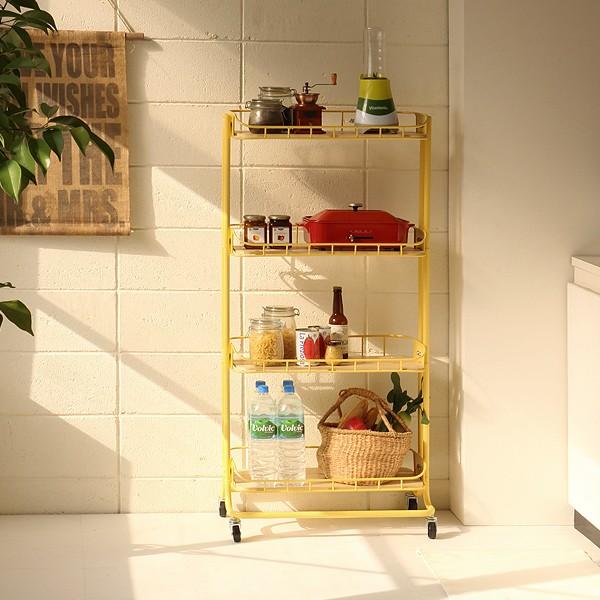 キッチンワゴン キャスター付き 隙間収納 スリムトローリー スチール