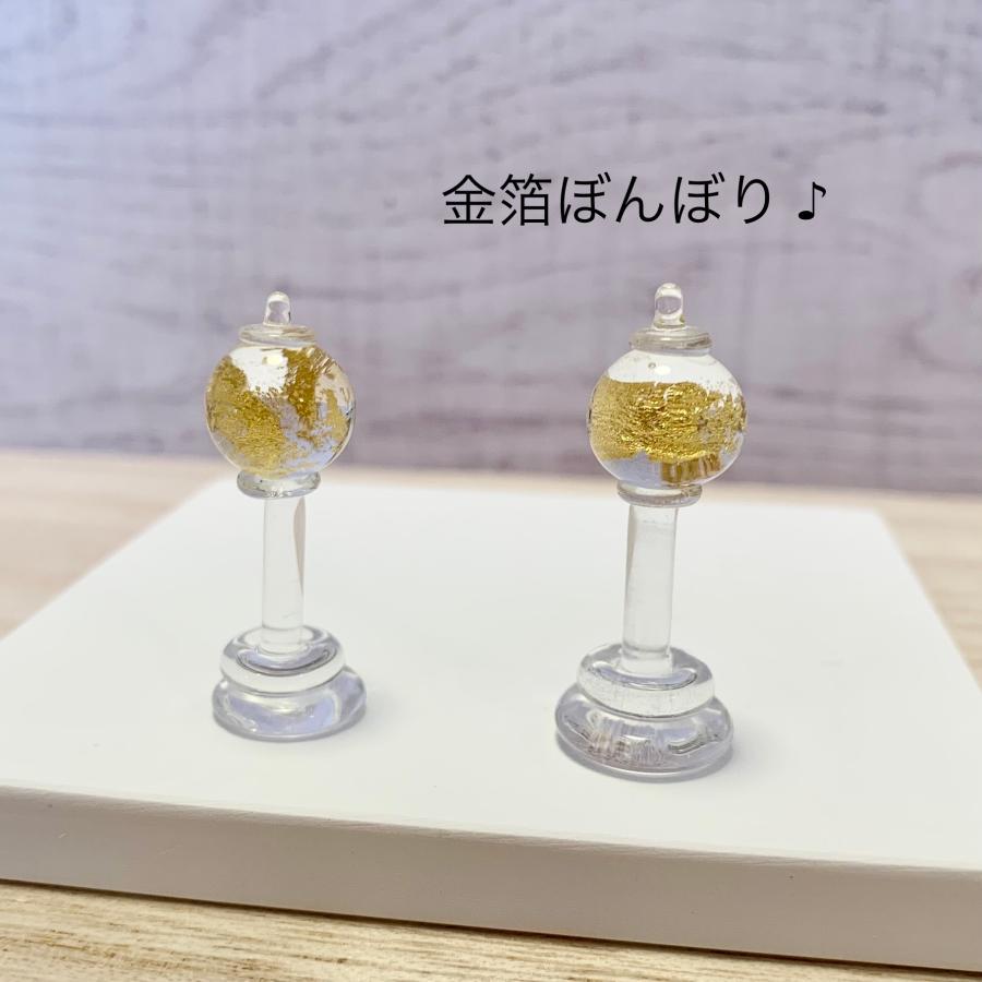 ミニガラス細工 金箔ぼんぼり 1対(2個) ハンドメイド お雛様 桃の節句