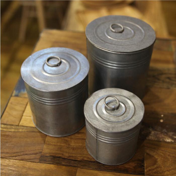 ienowa（イエノワ） フタ付きブリキ缶 3個セット 収納 小物入れ 送料