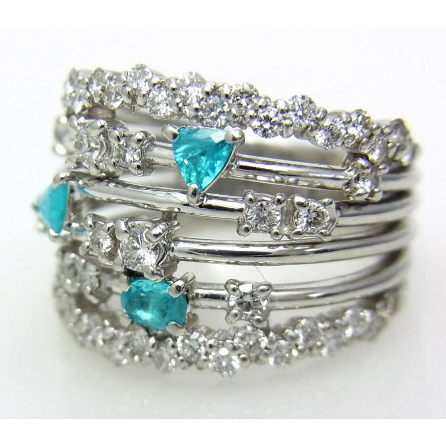 ネオンブルー特級石ブラジル産パライバトルマリン3石 プラチナリング