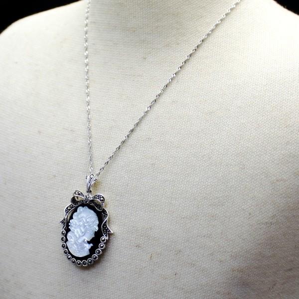 開運 カメオ ネックレス オニキス シェル ペンダント パワーストーン