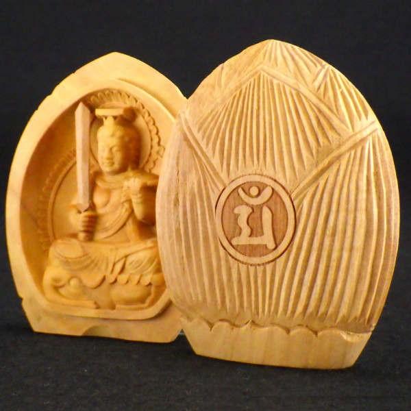 開運 木彫り 仏像 十二支 御守り本尊 文殊菩薩 うさぎ年 お守り 守護仏