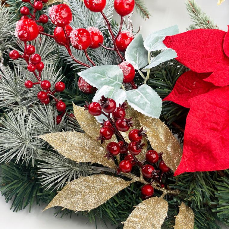 クリスマスリース 60cm レッド 特大 玄関 おしゃれ 北欧 手作り 大きい