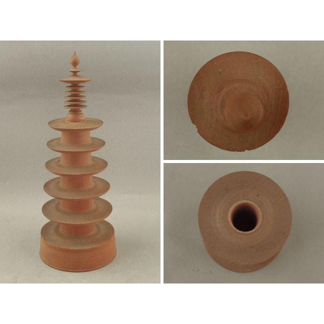 四天王寺 古材 木彫 百万塔 宝塔 陀羅尼経 巻物入 共箱 仏教美術 : 古