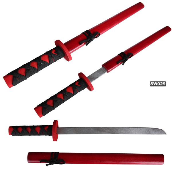 木製刀 小刀 黒、赤 JAPANESE SWORD 玩具 イミテーション オーナメント