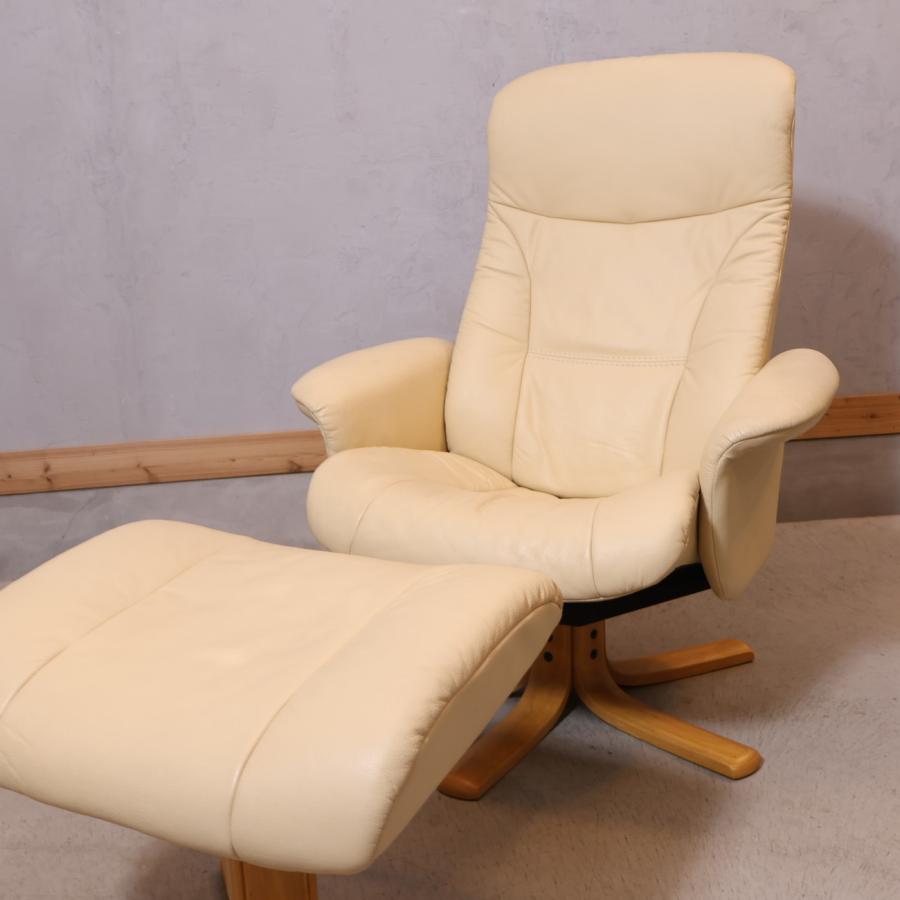 Hjellegjerde イエリアーダ 本革 リクライニングチェア オットマン 1P