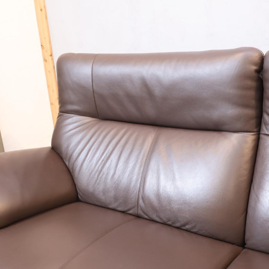 karimoku カリモク家具 ブルックス 本革 ウォールナット材 3人掛け