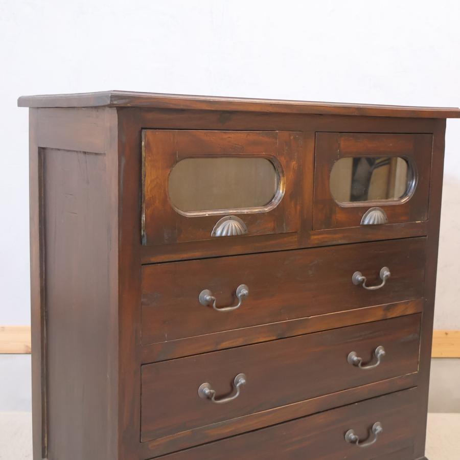 B-COMPANY ビーカンパニー 古木無垢材 4段チェスト マホガニー材