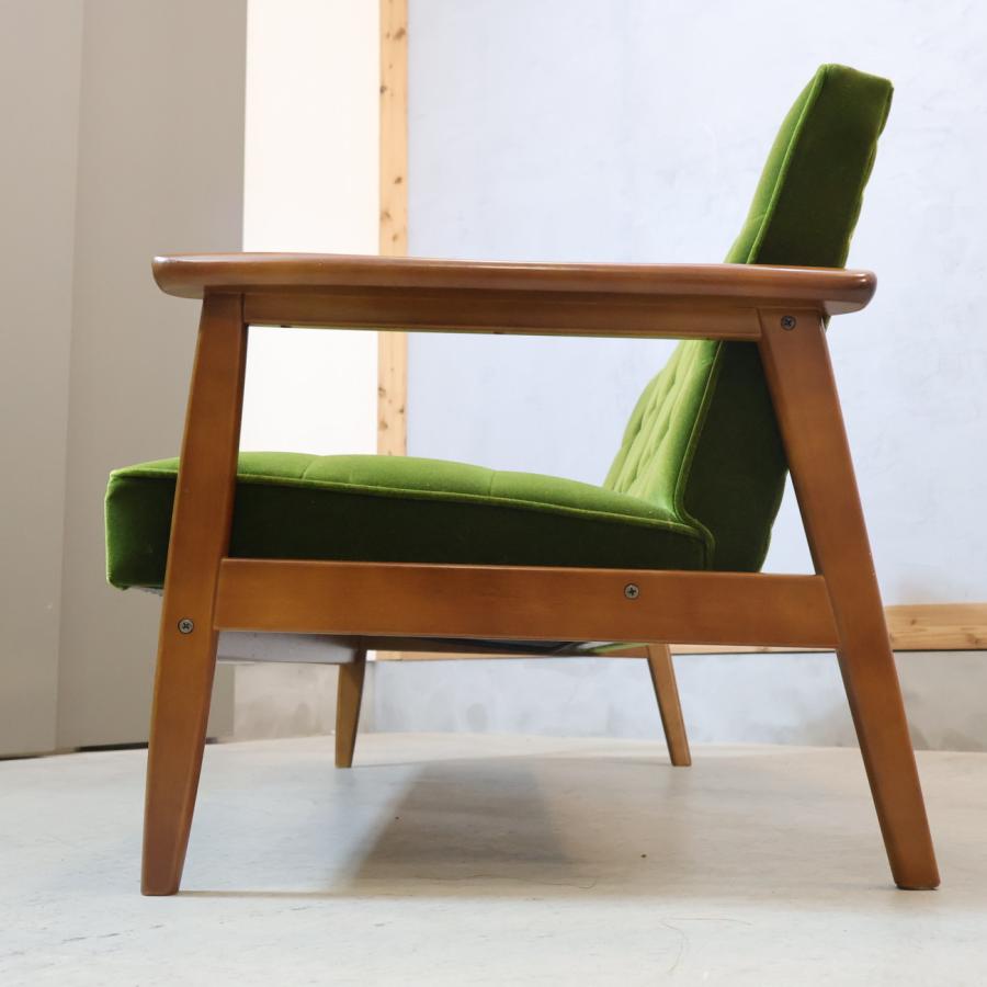 カリモク60 Karimoku モケットグリーン Kチェアー2シーター レトロ