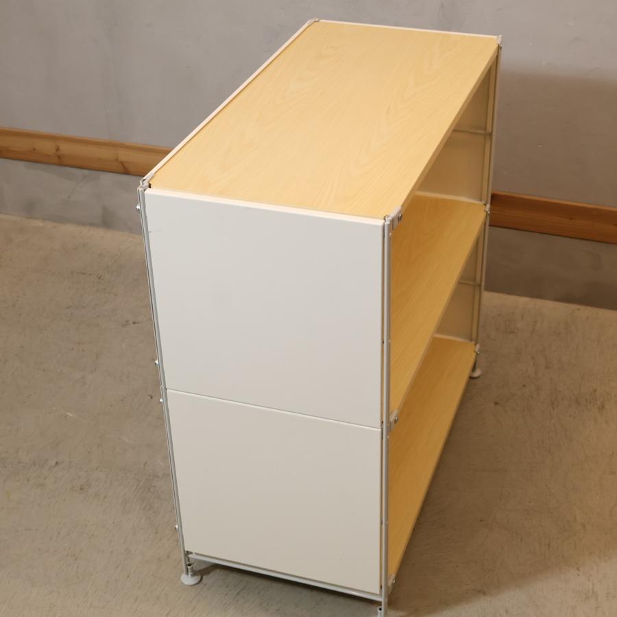 無印良品（MUJI） スチール メープル材 3段ユニットシェルフ パネル付