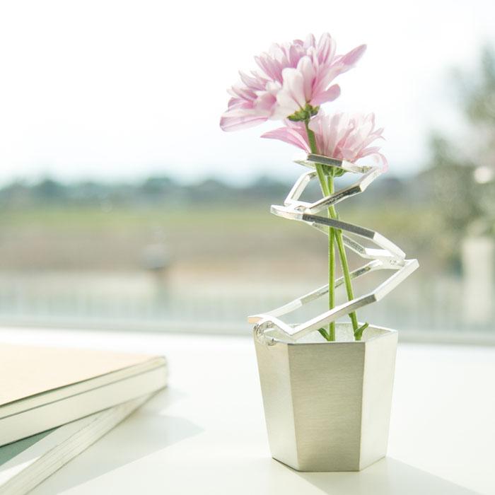 花器 HOOP TAKAKU 能作 本錫 花瓶 鋳物 高岡銅器 金属 銀色 鉢植え