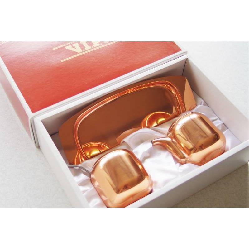 シュガーポット・クリーマーセット 純銅製 VIP 新光金属 銅 真鍮 砂糖